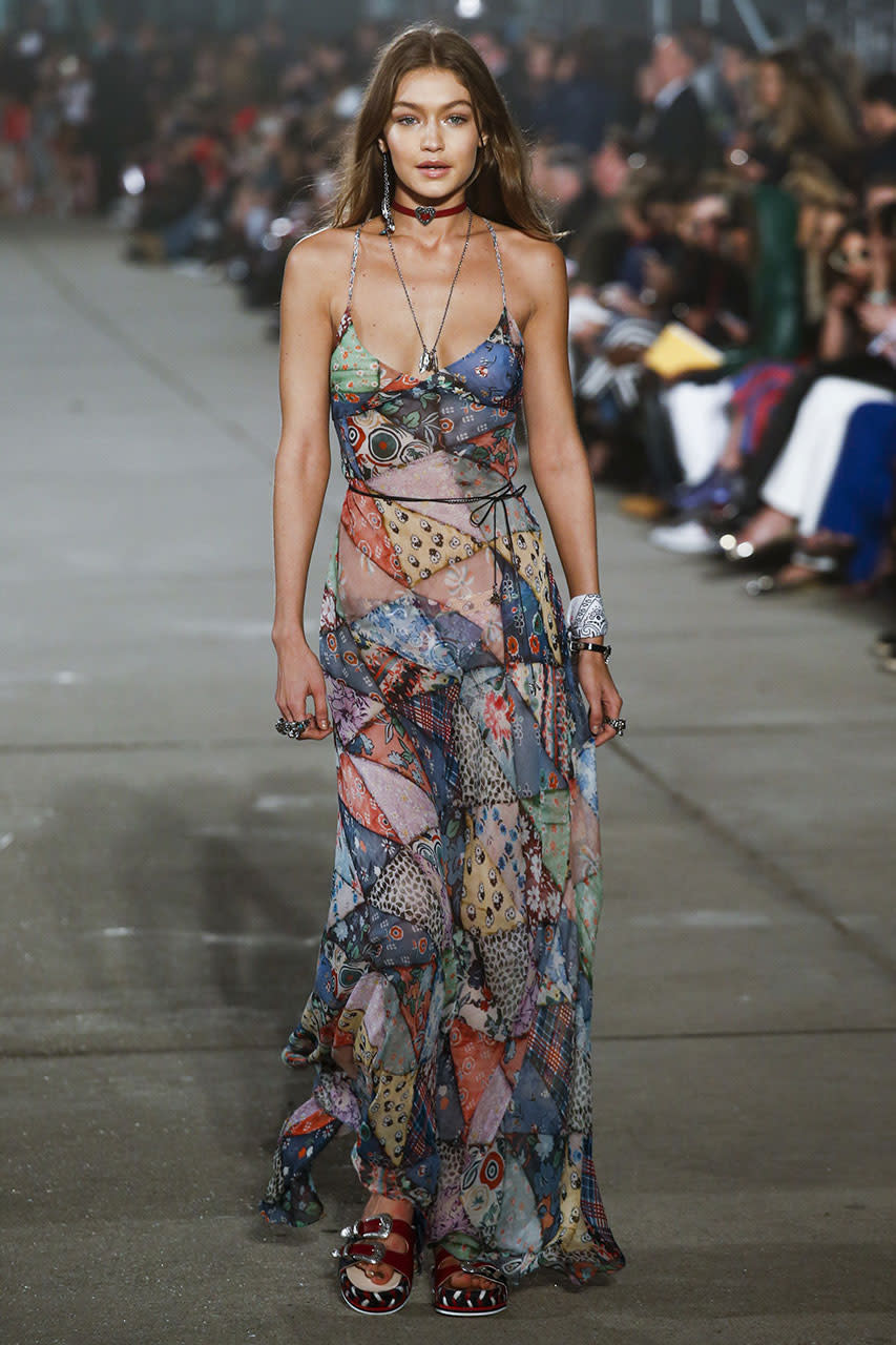 <p>Patchwork perfection at Tommy X Gigi. (Photo: Getty Images) </p>