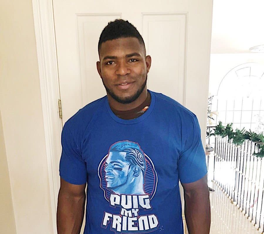 洛杉磯道奇(Los Angeles Dodgers)的古巴外野手普伊格(Yasiel Puig)(推特).