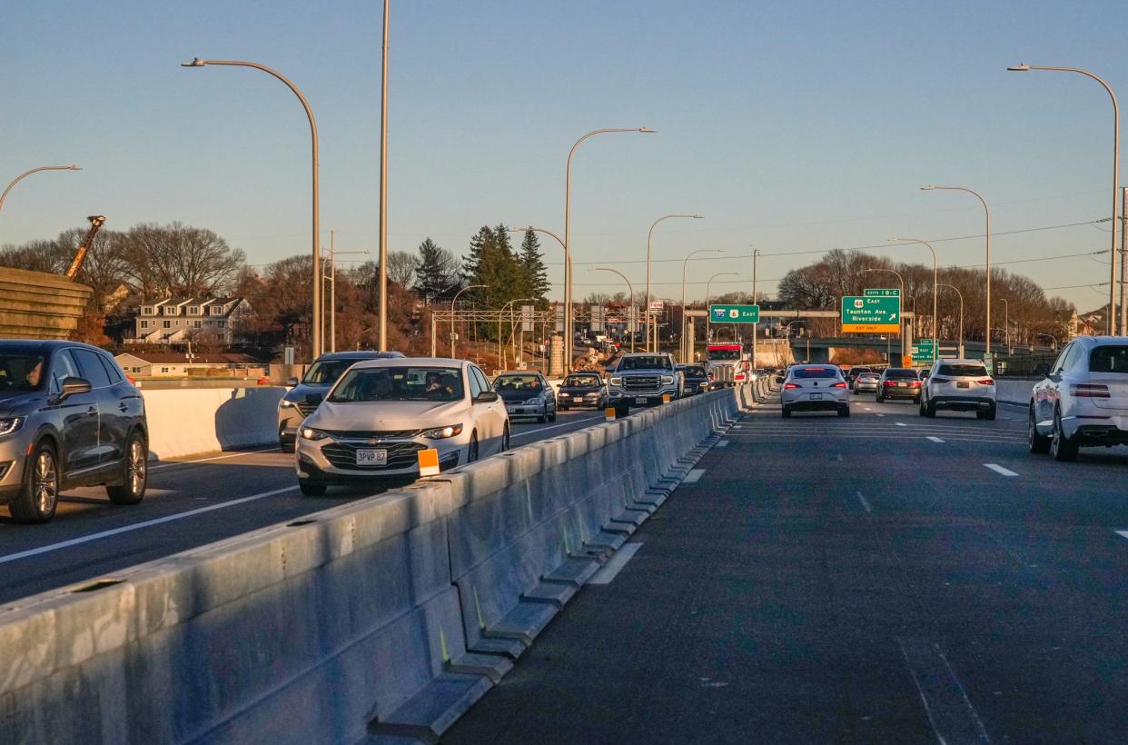 The temporary westbound lanes opened on the eastbound side of the Washington Bridge in mid-December.  [David DelPoio/The Providence Journal, file]