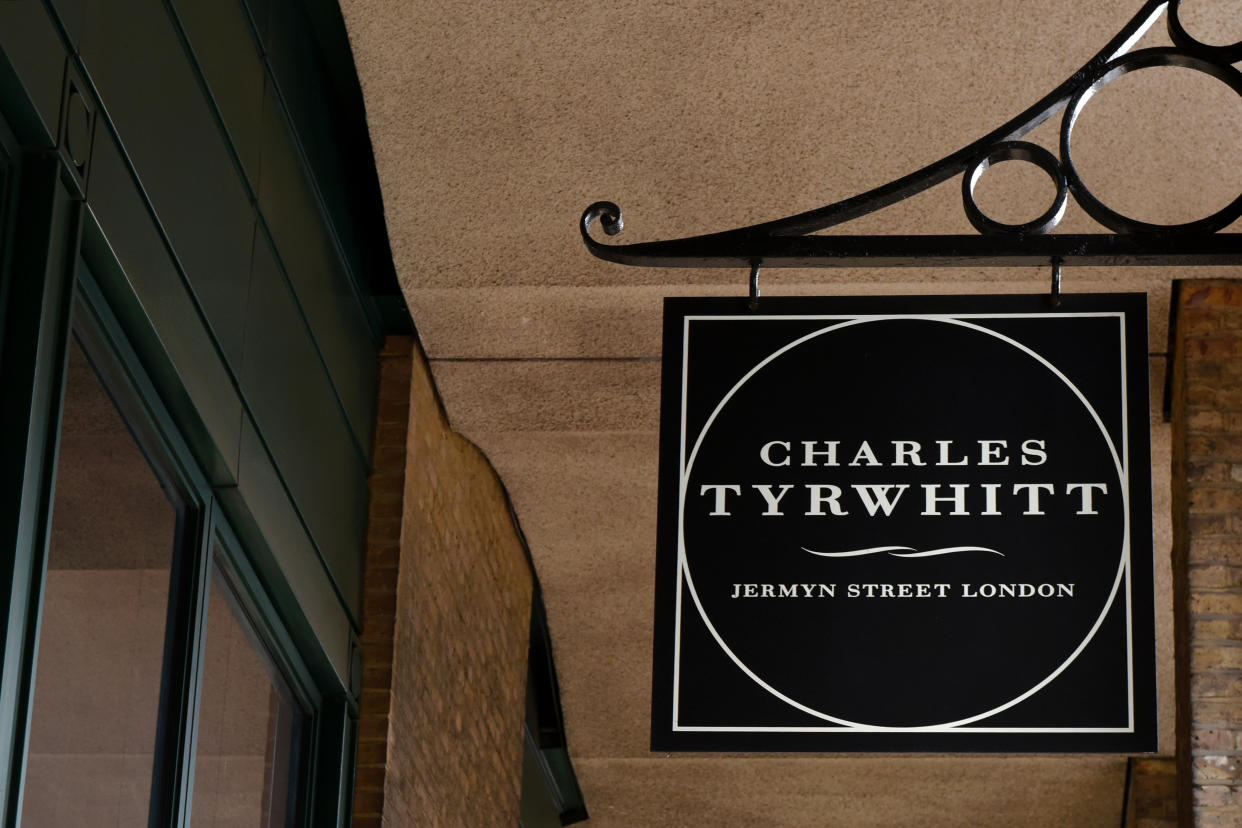 LONDON, UNITED KINGDOM - 2019/07/16: Charles Tyrwhitt  black outdoor  signboard and logo seen in  London. (Photo by Petra Figueroa/SOPA Images/LightRocket via Getty Images)