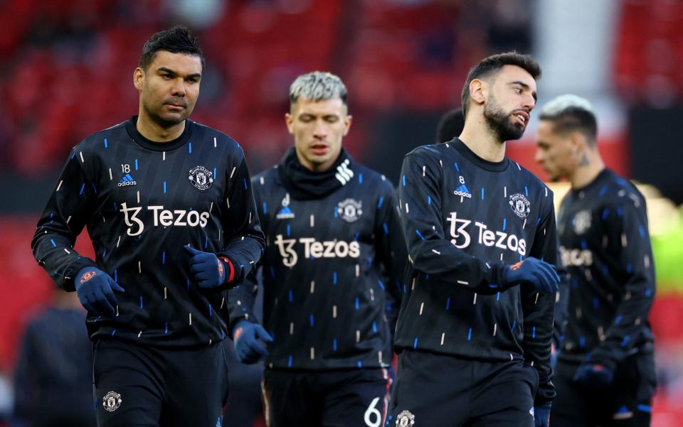 Bruno Fernandes, Casemiro and Lisandro Martinez - Reuters/Carl Recine