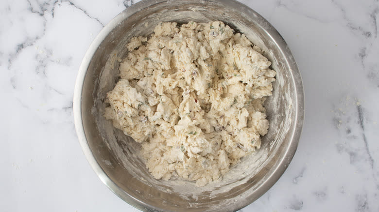 buttermilk biscuit dough in a bowl