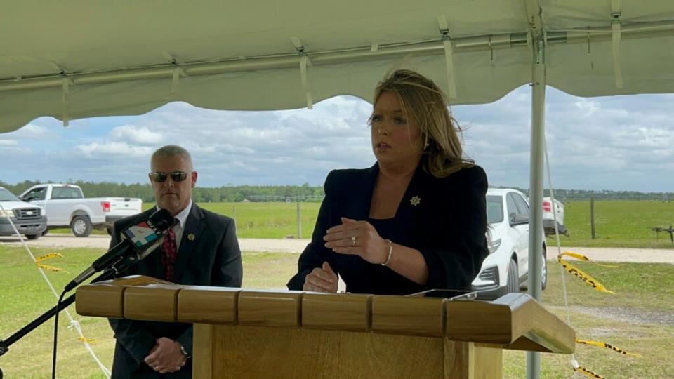 Kayla McLaughlin Smith, director of communications for the Florida Department of Corrections, at a press conference before convicted murderer Louis Gaskin's execution, Wednesday, April 12, 2023.