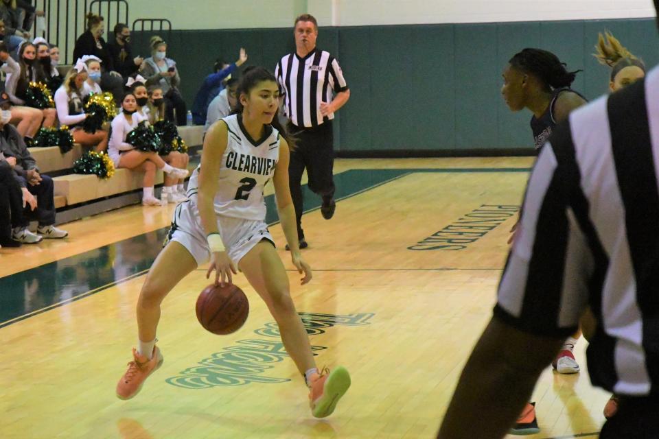 Clearview's Ana Pellecchia dribbles in a game in this photo from 2022.