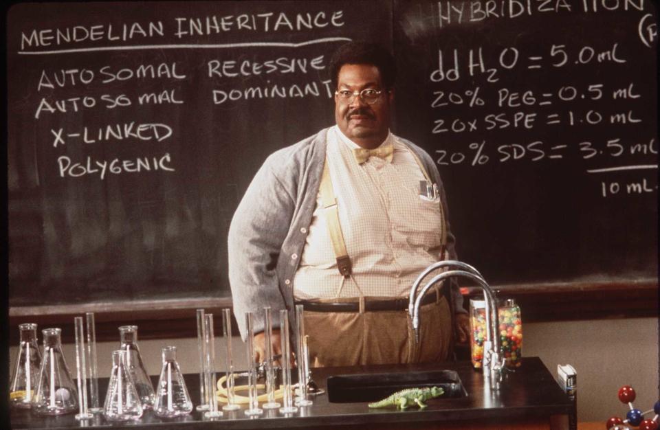 1996 EDDIE MURPHY STARS IN THE "NUTTY PROFESSOR" WHO DISCOVERS A LOVE POTION