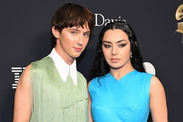 Troye Sivan and Charli XCX at the Pre-GRAMMY Gala held at The Beverly Hilton on February 3, 2024 in Los Angeles, California.  - Credit: Gilbert Flores/Billboard/Getty Images