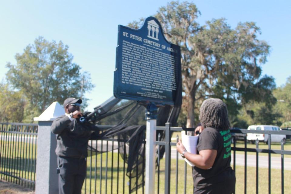 The dedication ceremony for the St. Peter Cemetery Historical Marker was held at St. Peter Baptist Church on Saturday in Archer.