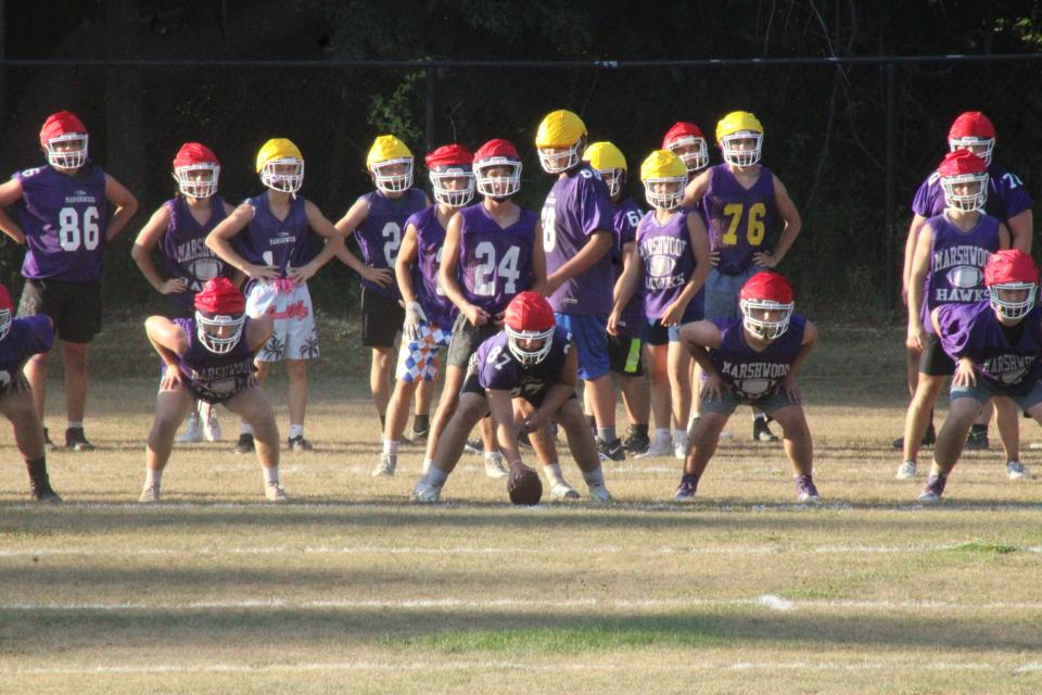 Look for the offensive line to be a huge part of the Marshwood High School football team's success this season. Monday began the first day of practice for the upcoming season. The Hawks start defense of their Class B state championship on Friday, September 2 at South Portland.