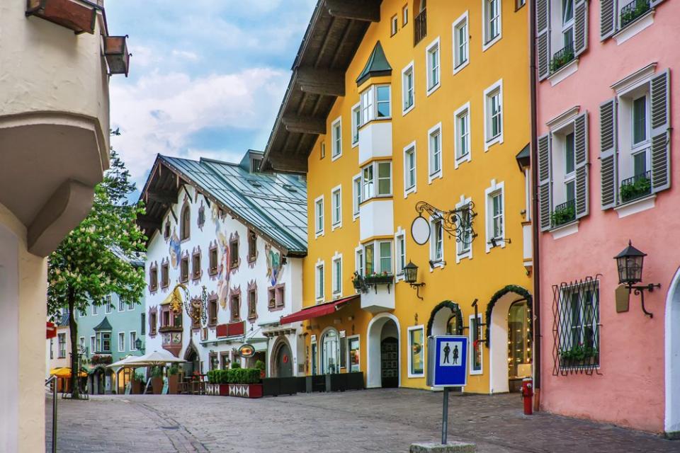 Colorful house in Austrian ski resort town