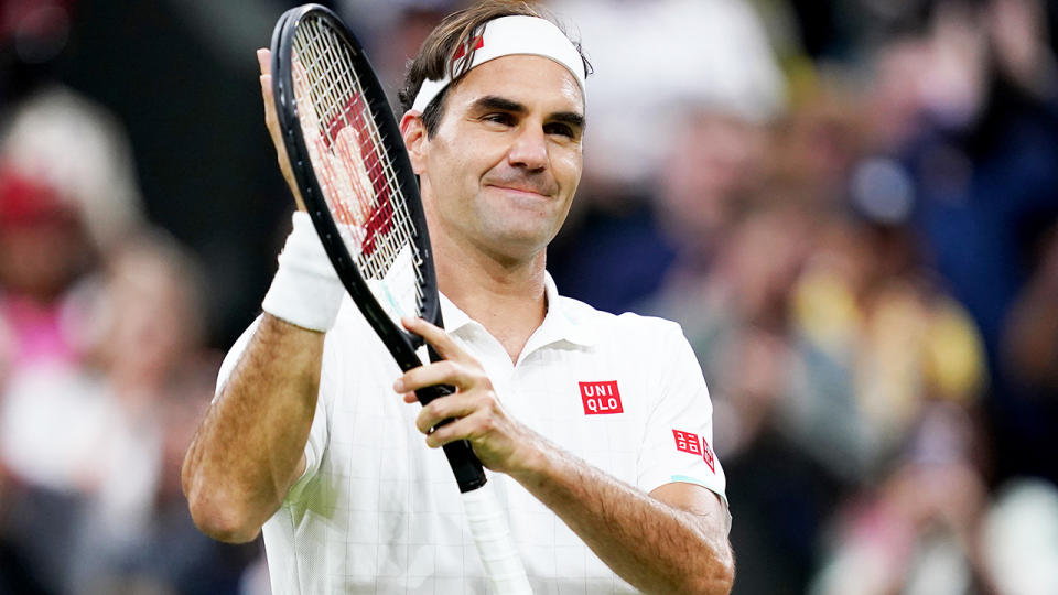 Roger Federer, pictured here after his win over Lorenzo Sonego at Wimbledon.