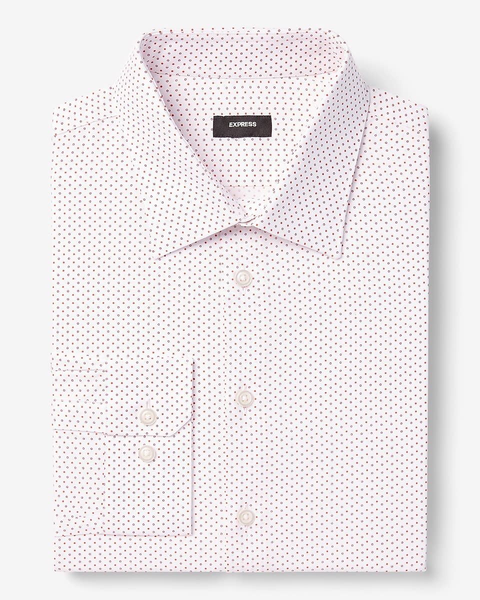 White pola dot Express Slim Dot Dress Shirt