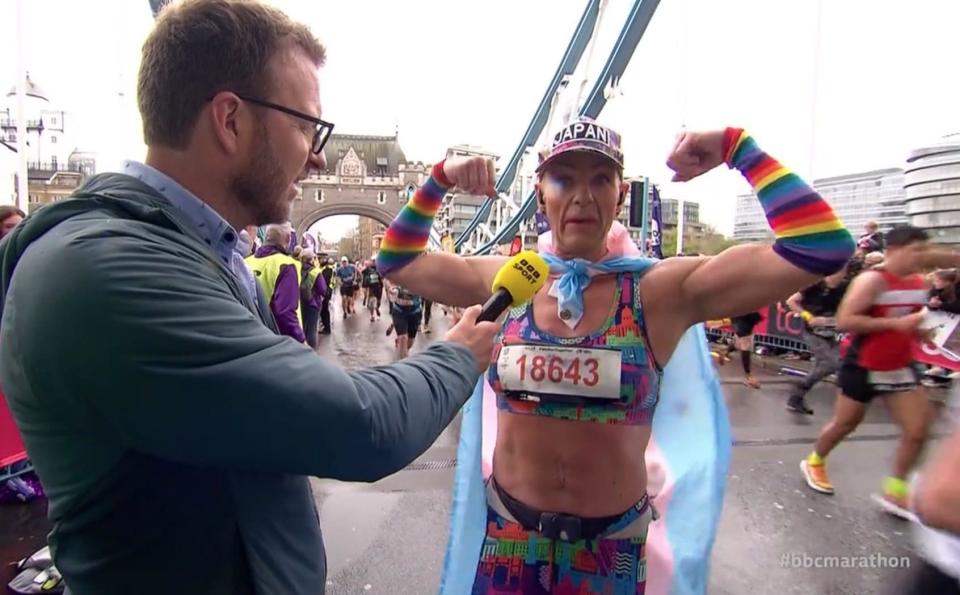 Glenique Frank being interview by the BBC during last year's London Marathon