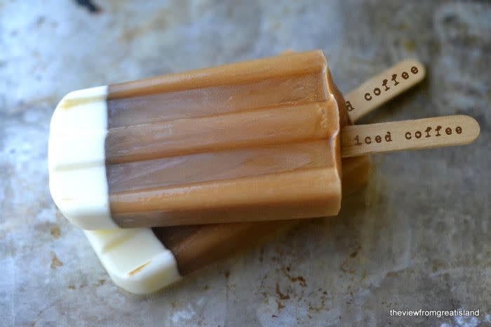 <p>Coffee on a stick is your on-the-go caffeine fix. Plus, who doesn't want another excuse to eat dessert?</p><p>Get the tutorial from <a href="http://theviewfromgreatisland.com/2014/05/iced-coffee-popsicles.html" rel="nofollow noopener" target="_blank" data-ylk="slk:The View From Great Island;elm:context_link;itc:0;sec:content-canvas" class="link ">The View From Great Island</a>.</p>