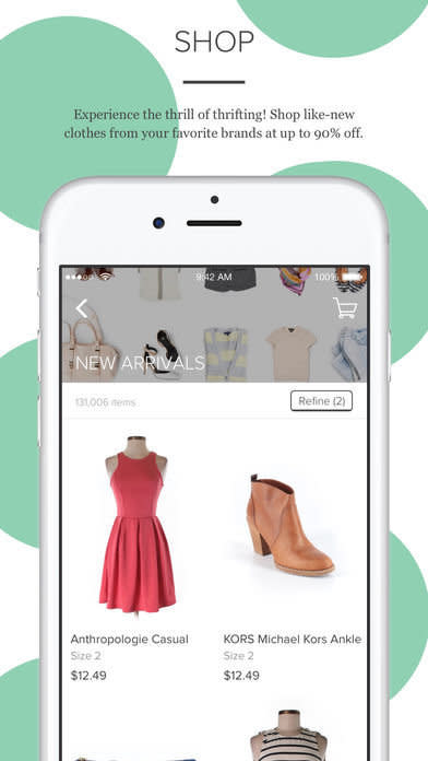 thredUp is not your average consignment shop as it has hundreds of must-have styles showing up every minute. Download it <a href="https://itunes.apple.com/us/app/thredup-buy-and-sell-clothing-for-women-and-kids/id499725337?mt=8" target="_blank">here</a>.