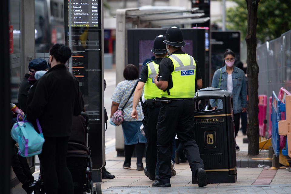 Police on patrol in Birmingham city centre days after a lone knifeman carried out a stabbing spree which saw one dead and several injured.