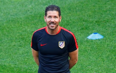 Football Soccer - Atletico Madrid Training - San Siro Stadium, Milan, Italy - 27/5/16 Atletico Madrid coach Diego Simeone during training Reuters / Tony Gentile Livepic