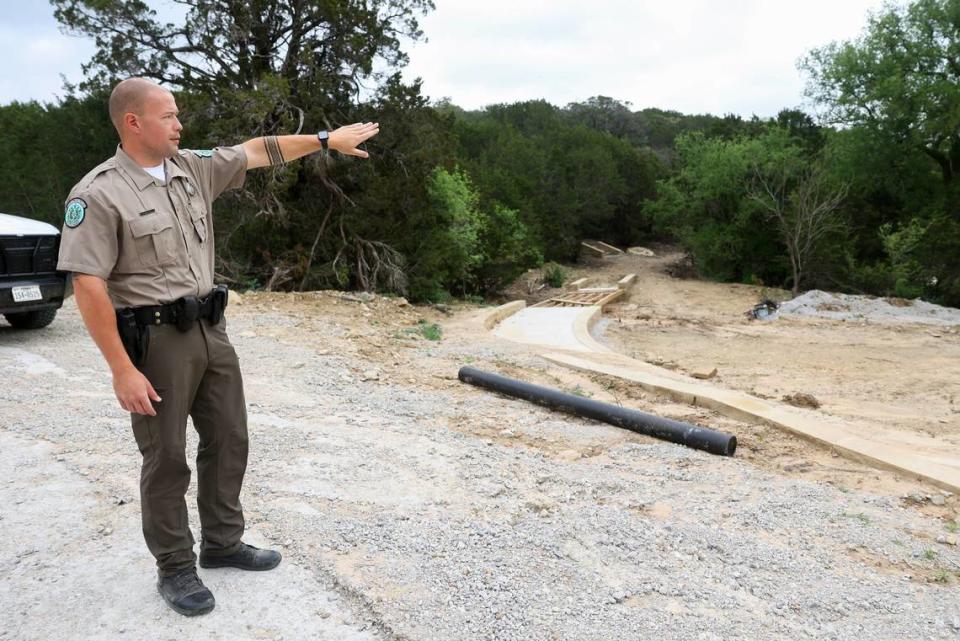 Palo Pinto Mountains State Park Superintendent James Adams explains construction in process at the park on Monday, April 1, 2024.