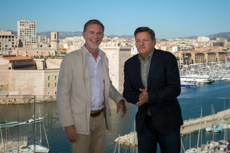 US streaming video giant Netflix co-founder and CEO Reed Hastings (L) and Chief Content Officer Ted Sarandos