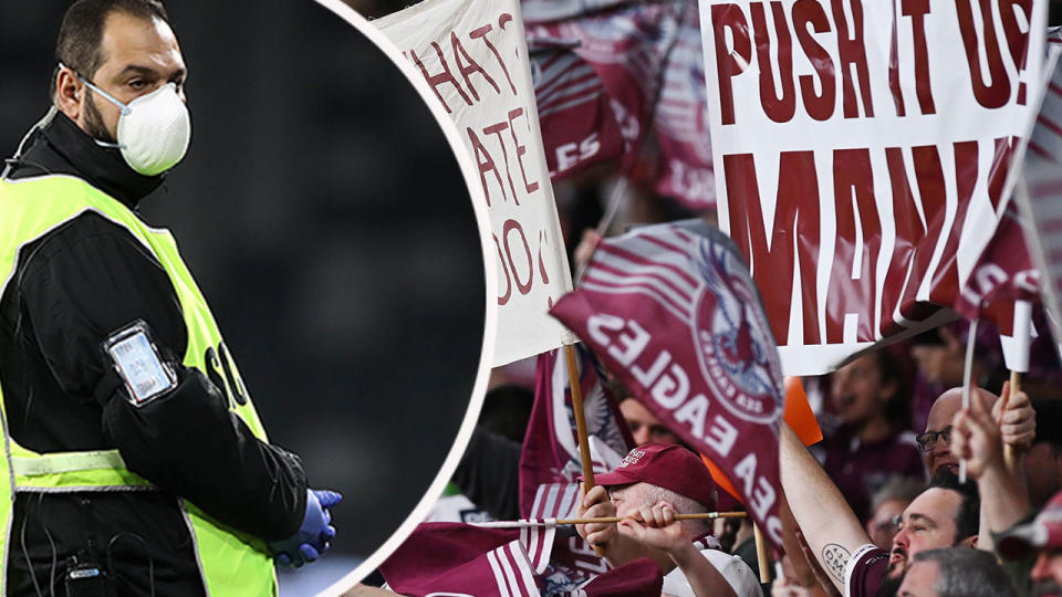 Security is set to be ramped up for Manly's home game against the Roosters amid concerns of a fan backlash to the rainbow jersey drama. Pic: Getty