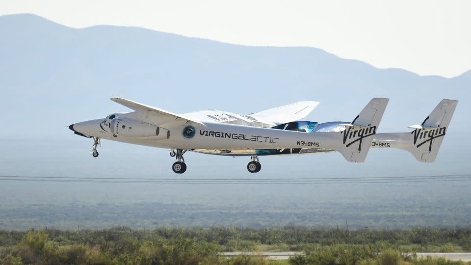 Billionaire Richard Branson took off aboard Virgin Galaactic's SpaceShipTwo, called VSS Unity, on July 11, 2021, reaching the edge of space. Virgin Galactic has since begun conducting routine flights for high-paying customers. - Patrick T. Fallon/AFP/Getty Images