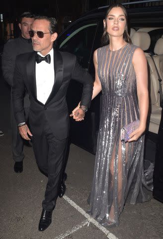 <p>SplashNews</p> Marc Anthony and his wife Nadia Ferreira arrive at Victoria Beckham's 50th birthday party