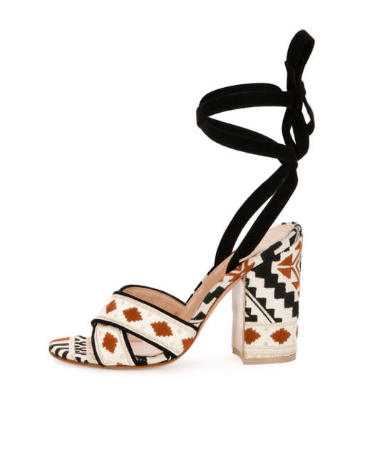 <p>Geometric print ankle wrap sandal, $1095, <a href="http://www.bergdorfgoodman.com/Gianvito-Rossi-Geometric-Print-Ankle-Wrap-Sandal-Brown-White-Gianvito-Rossi/prod115840155___/p.prod?icid=&searchType=MAIN&rte=%252Fsearch.jsp%253FN%253D4294966840%2526_requestid%253D80031%2526Ntt%253DGianvito%252BRossi&eItemId=prod115840155&cmCat=search" rel="nofollow noopener" target="_blank" data-ylk="slk:Bergdorf Goodman;elm:context_link;itc:0;sec:content-canvas" class="link ">Bergdorf Goodman</a></p>