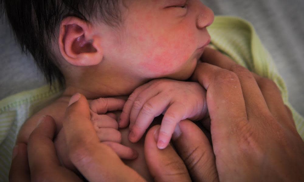 closeup of newborn baby