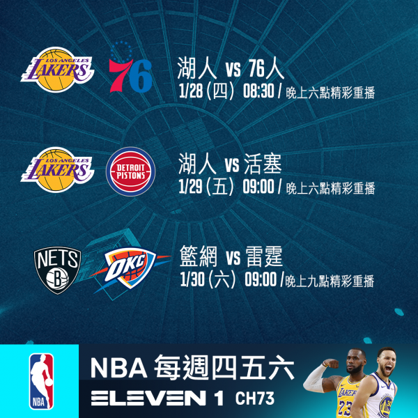 0128-30 NBA單週賽事。官方提供