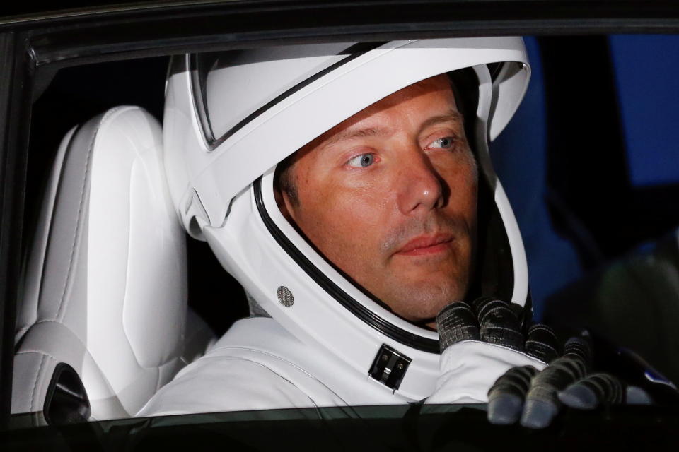 ESA astronaut Thomas Pesquet arrives for the boarding of the SpaceX Falcon 9 rocket with the Crew Dragon capsule, before the launch of the NASA commercial crew mission at Kennedy Space Center in Cape Canaveral, Florida, U.S., April 23, 2021. REUTERS/Joe Skipper