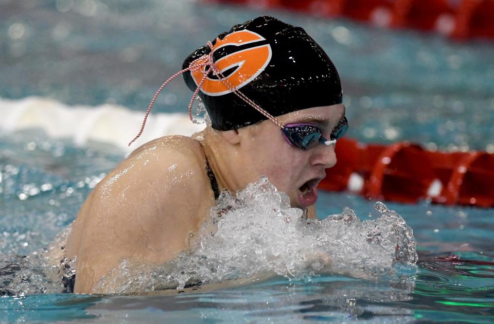 Green's Sydney Peterson competes in the girls 200 yard IM at the 2024 DI Canton Sectional Swimming at C.T. Branin Natatorium in Canton. Saturday, February 10, 2024.