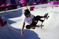 <p>Great Britain's Sky Brown during a training session at Ariake Skateboard Park on the tenth day of the Tokyo 2020 Olympic Games in Japan. (Photo by Adam Davy/PA Images via Getty Images)</p> 