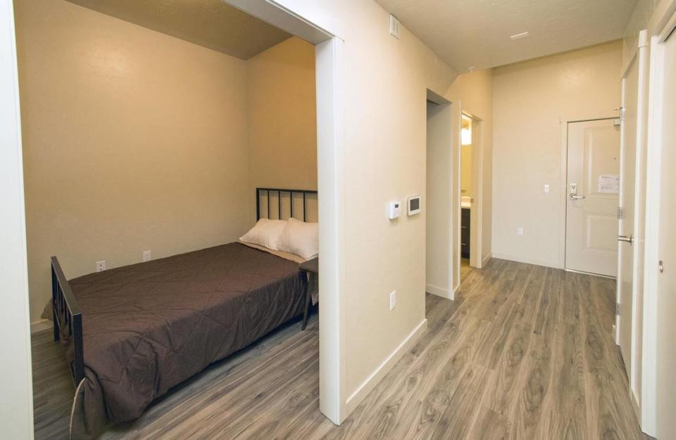 Each unit at New Path Community Housing has the usual amenities of an apartment, such as a kitchen, bathroom, bedroom and living room.