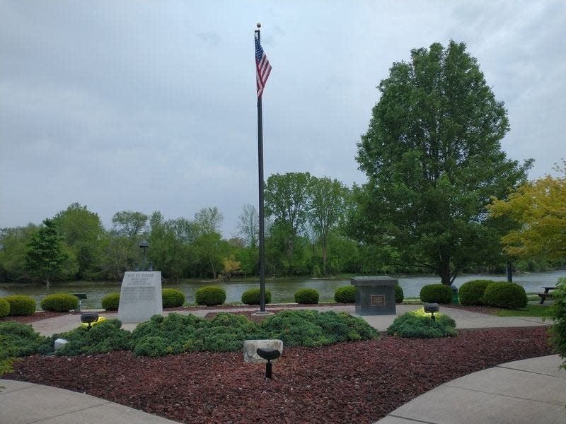 This is a view of the War on Terrorism Memorial, located at Veterans Park on North Custer Road and looking toward the Raisin River.