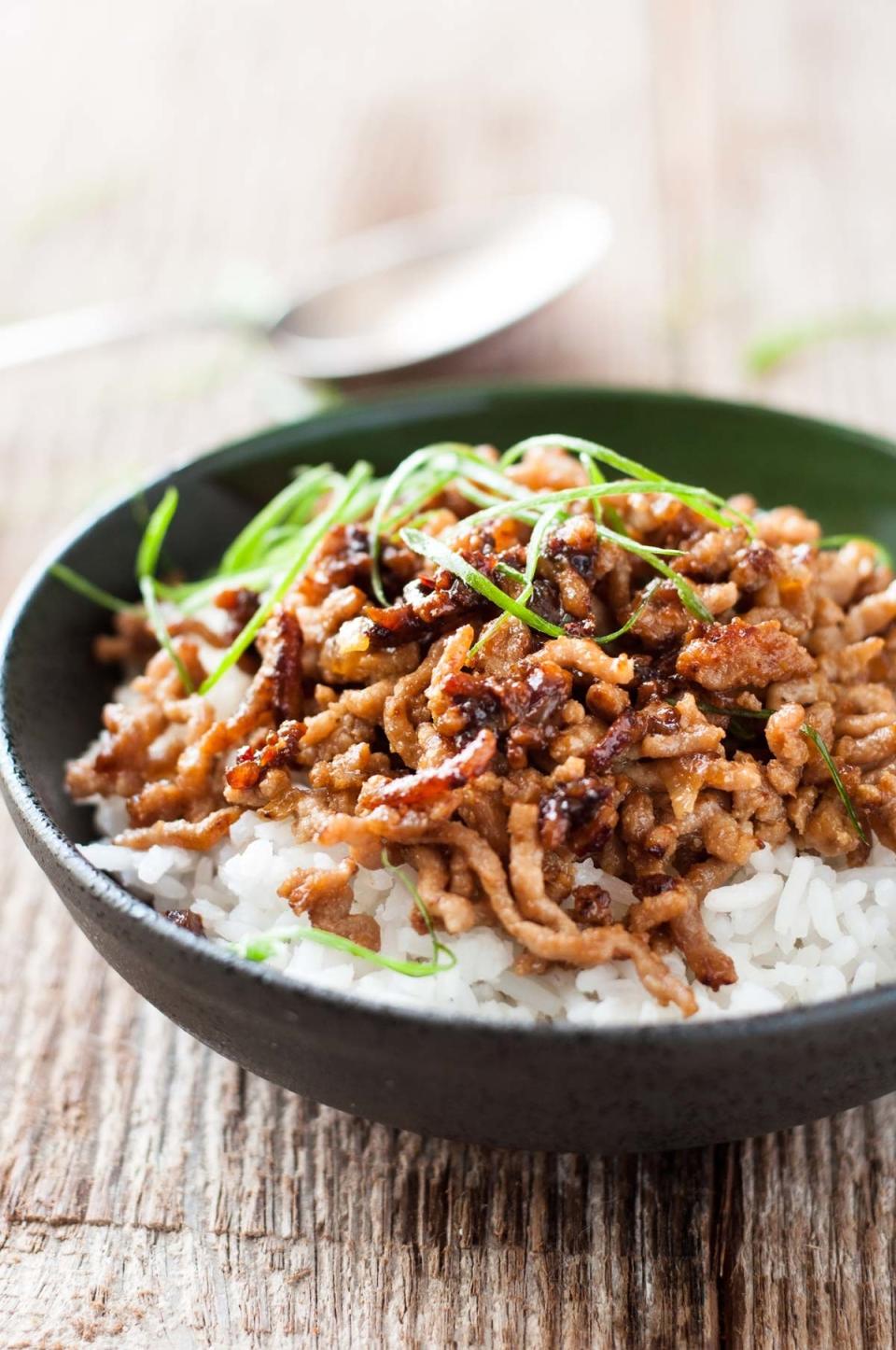 caramelized pork over white rice