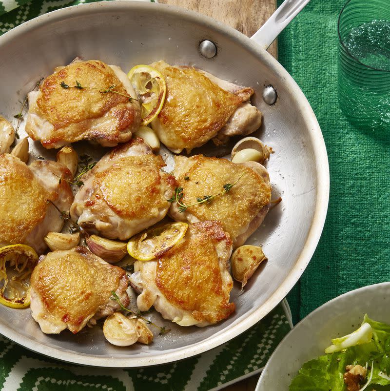 Crispy Chicken Thighs with Escarole and Parmesan Salad