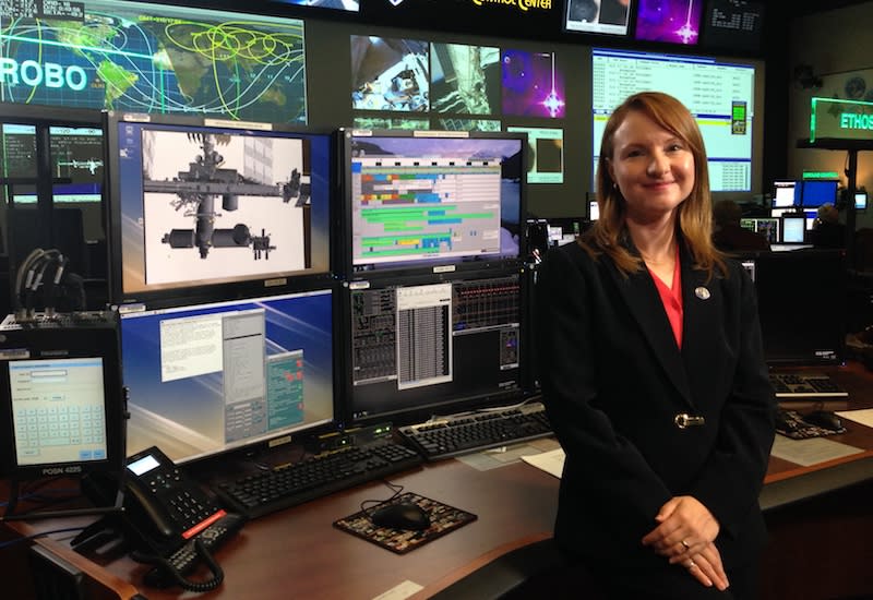 Laura Lucier worked at NASA’s Mission Control Center in Houston, Texas, before deciding to attend the University of Calgary after learning she could take part in both ventures thanks to solutions from the university. Photo from NASA.