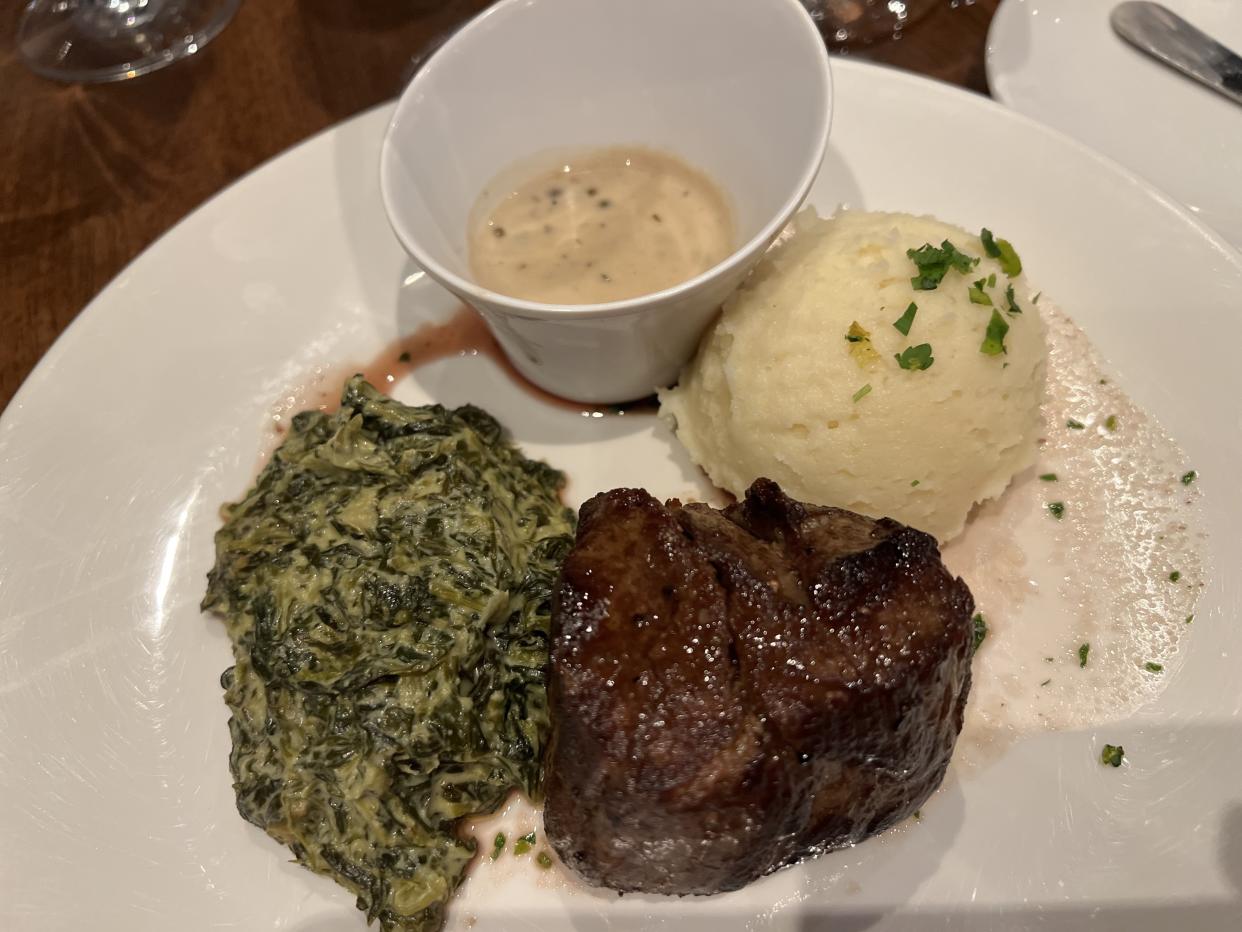 At the JWB Prime Steakhouse, which costs an extra $55 per guest, we dined on filet mignon and other steakhouse treats. (Photo: Terri Peters)