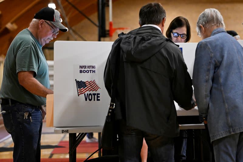 Voters cast their ballots for the midterm primary election in Grove City