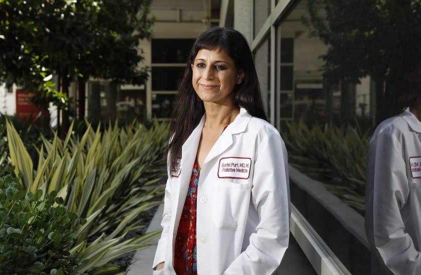 LOS ANGELES-CA-MAY 7, 2021: Dr. Sunita Puri, who is trying to rally funds to send supplies to India for the COVID-19 crisis, is photographed at Keck Hospital of USC in Los Angeles on Friday, May 7, 2021. (Christina House / Los Angeles Times)