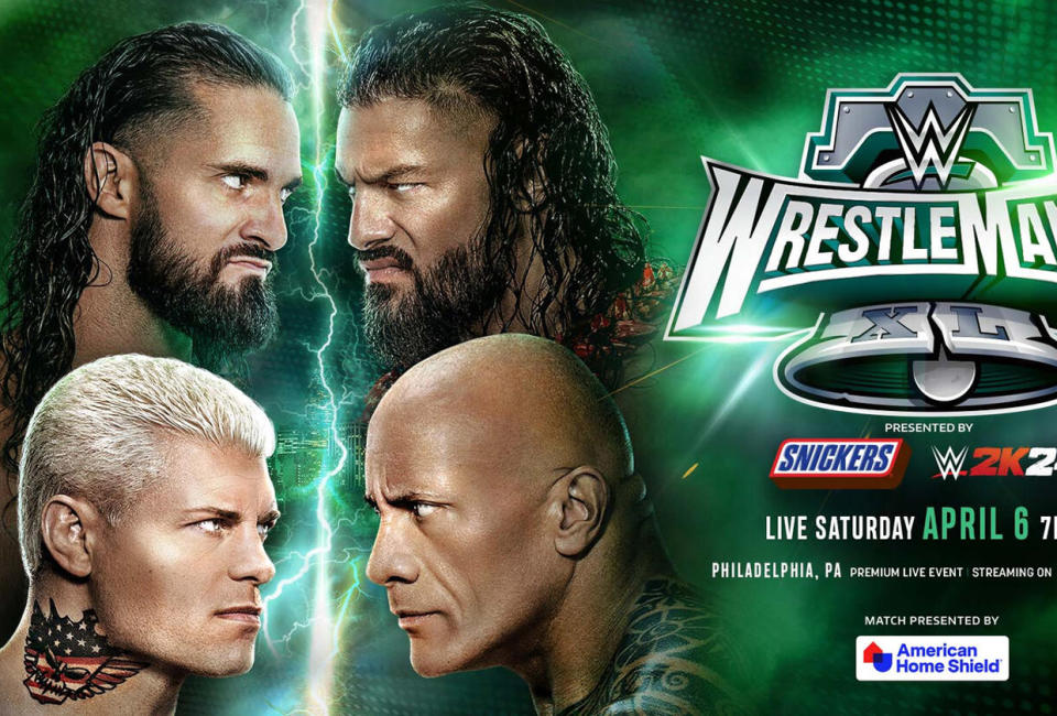 Main Event: Cody Rhodes and Seth “Freakin” Rollins vs. Dwayne “The Rock” Johnson and Roman Reigns