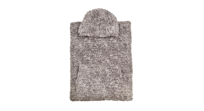We love this oversized hooded blanket made from ultra thermal teddy fleece.