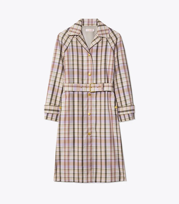 Plaid Trench Coat