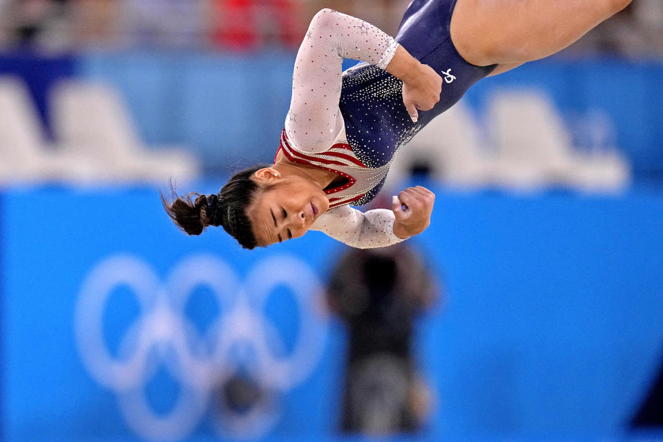 Sunisa Lee won gold on Thursday. (Danielle Parhizkaran-USA TODAY Sports)