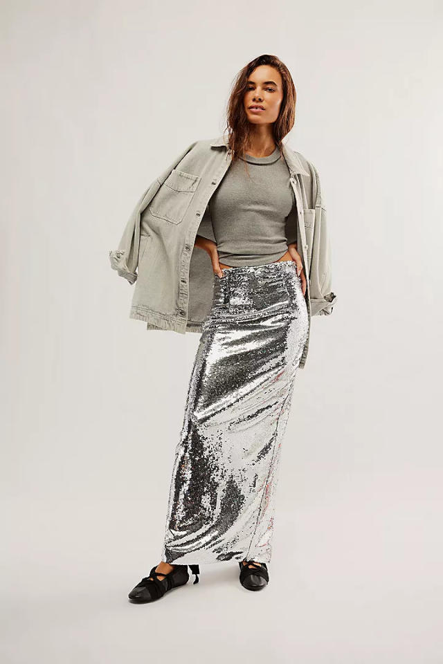 SPRWN Silver Sequin Tube Skirt - Meghan Markle's Skirts - Meghan's