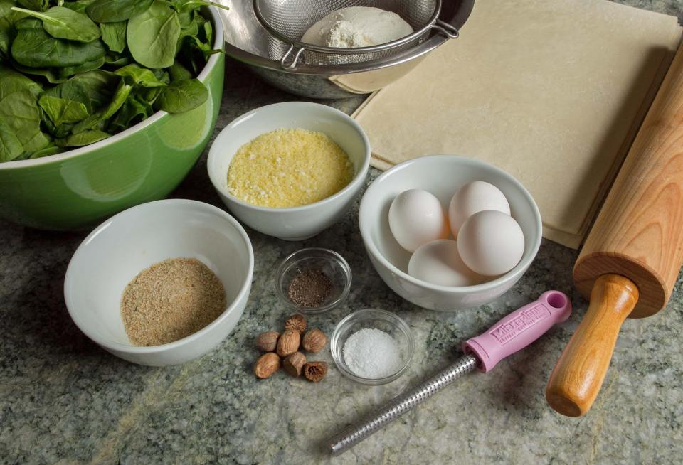 Simple ingredients for a torta pascualina.