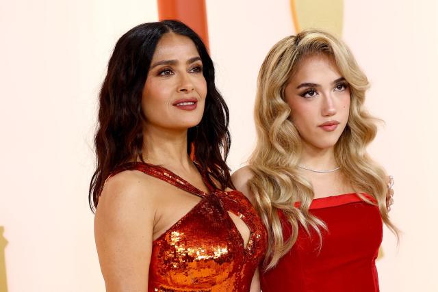 Salma Hayek and Her Daughter, Valentina Paloma Pinault, Matched in Red at  the 2023 Oscars