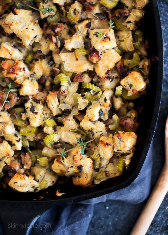 <strong>Get the <a href="http://www.skinnytaste.com/chicken-sausage-and-herb-stuffing/" target="_blank">Chicken Sausage and Herb Stuffing recipe</a> from Skinny Taste</strong>