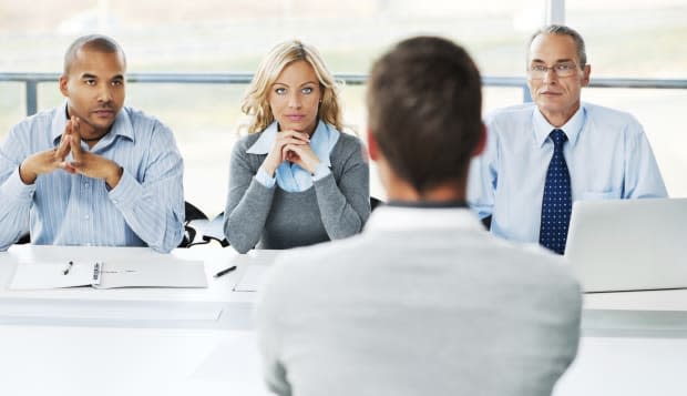 Young man have job interview.