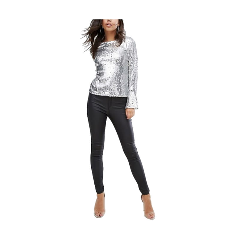 <a rel="nofollow noopener" href="https://rstyle.me/n/cxh9r3chdw" target="_blank" data-ylk="slk:Sequin Top, Pretty Little Thing, $48;elm:context_link;itc:0;sec:content-canvas" class="link ">Sequin Top, Pretty Little Thing, $48</a>