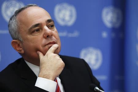 Minister of Strategic and Intelligence Affairs for International Relations of Israel Yuval Steinitz attends a news conference after a meeting of the Ad Hoc Liaison Committee during the 68th United Nations General Assembly at U.N. headquarters in New York September 25, 2013. REUTERS/Eduardo Munoz/Files